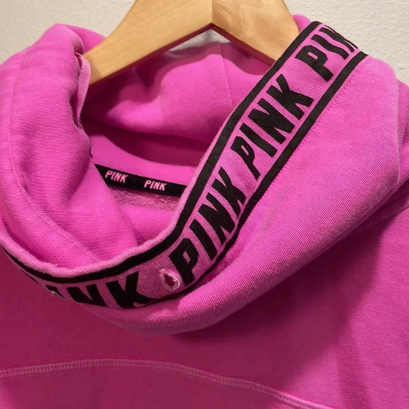 Victoria Secrets Pink Woman’s Hot Pink Sweatshirt With A Mock Turtleneck - Picture 4 of 9